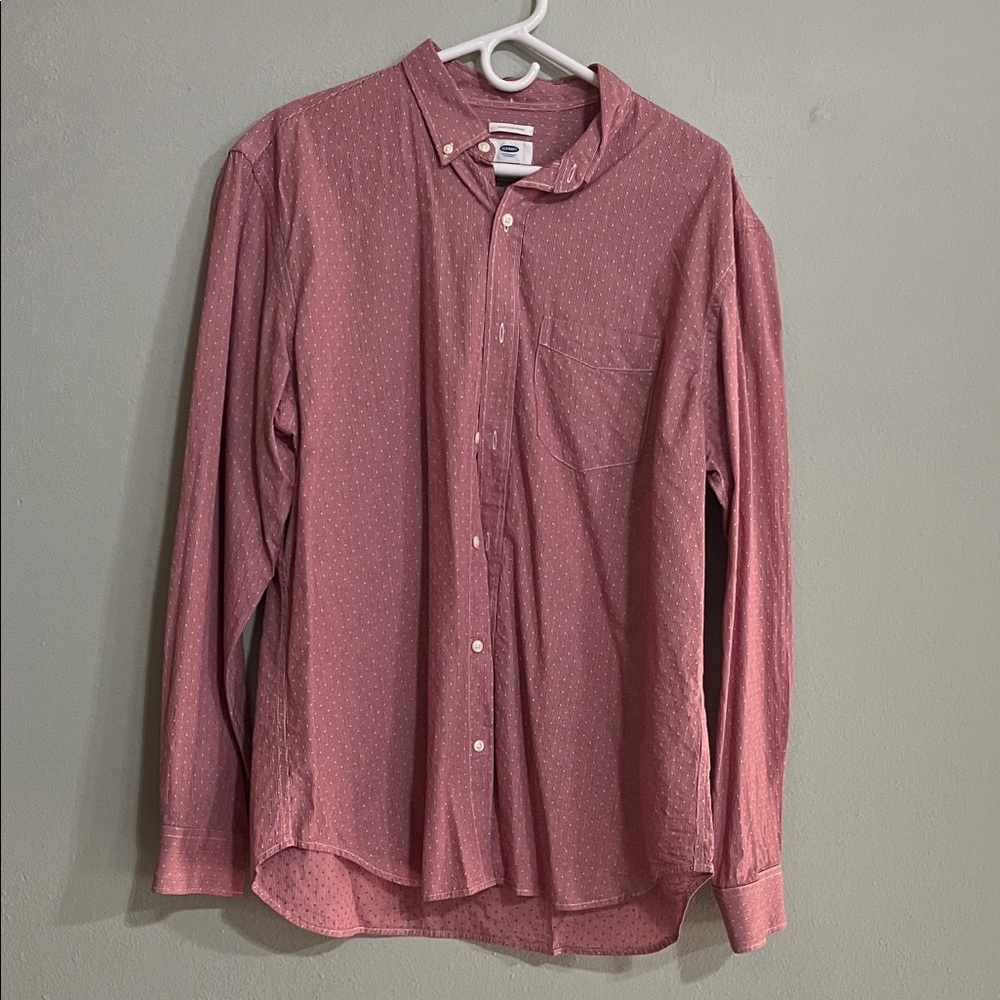 Old navy Men’s red small check print long sleeve Shirt